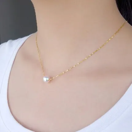 100% 925 Sterling Silver Round Natural Freshwater Pearl Pendant