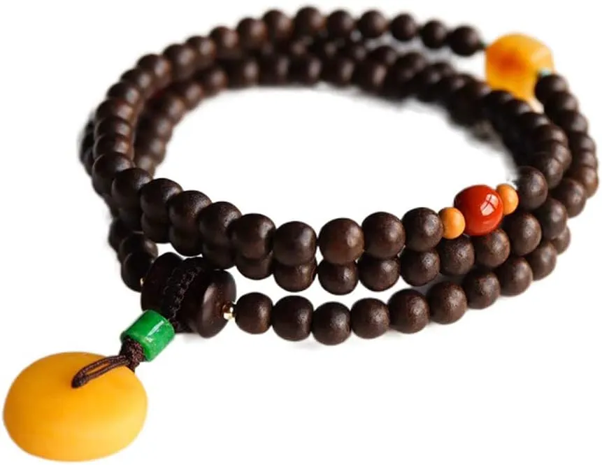 108 * 7MM Real Natural Agarwood Wood Beads Bracelet Tibetan Buddhism Jewelry for Men Women Meditation Prayer