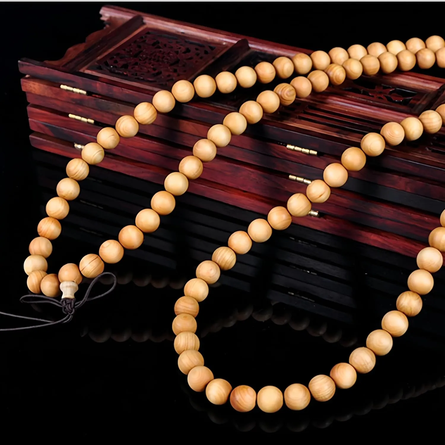 108 8mm Wooden Mala Necklace Bracelet for Men and Women, Prayer Meditation Buddhist or Wear Jewelry, for Gifts for Yourself or Friends and Family.