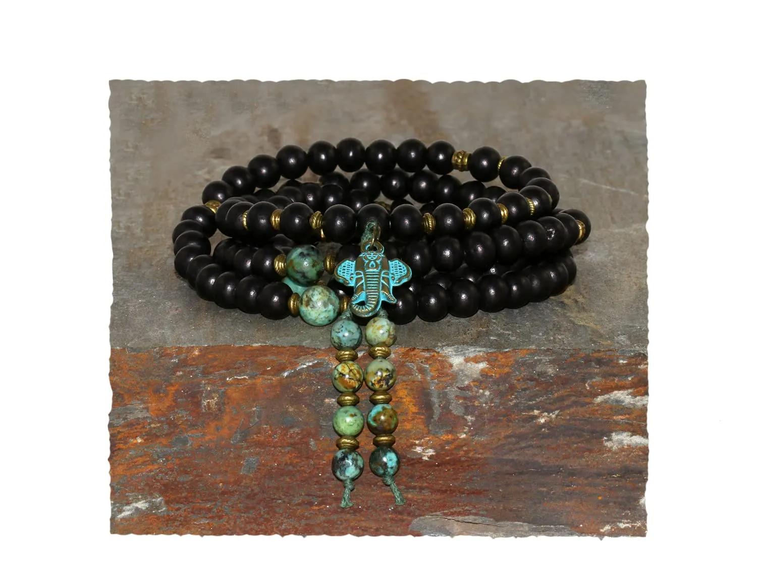 108 Ebony Mala Beads, Yoga Jewelry, Buddhist Meditation, Spiritual Gift, Chakra Healing, Positive Energy   Intuition   New Beginnings