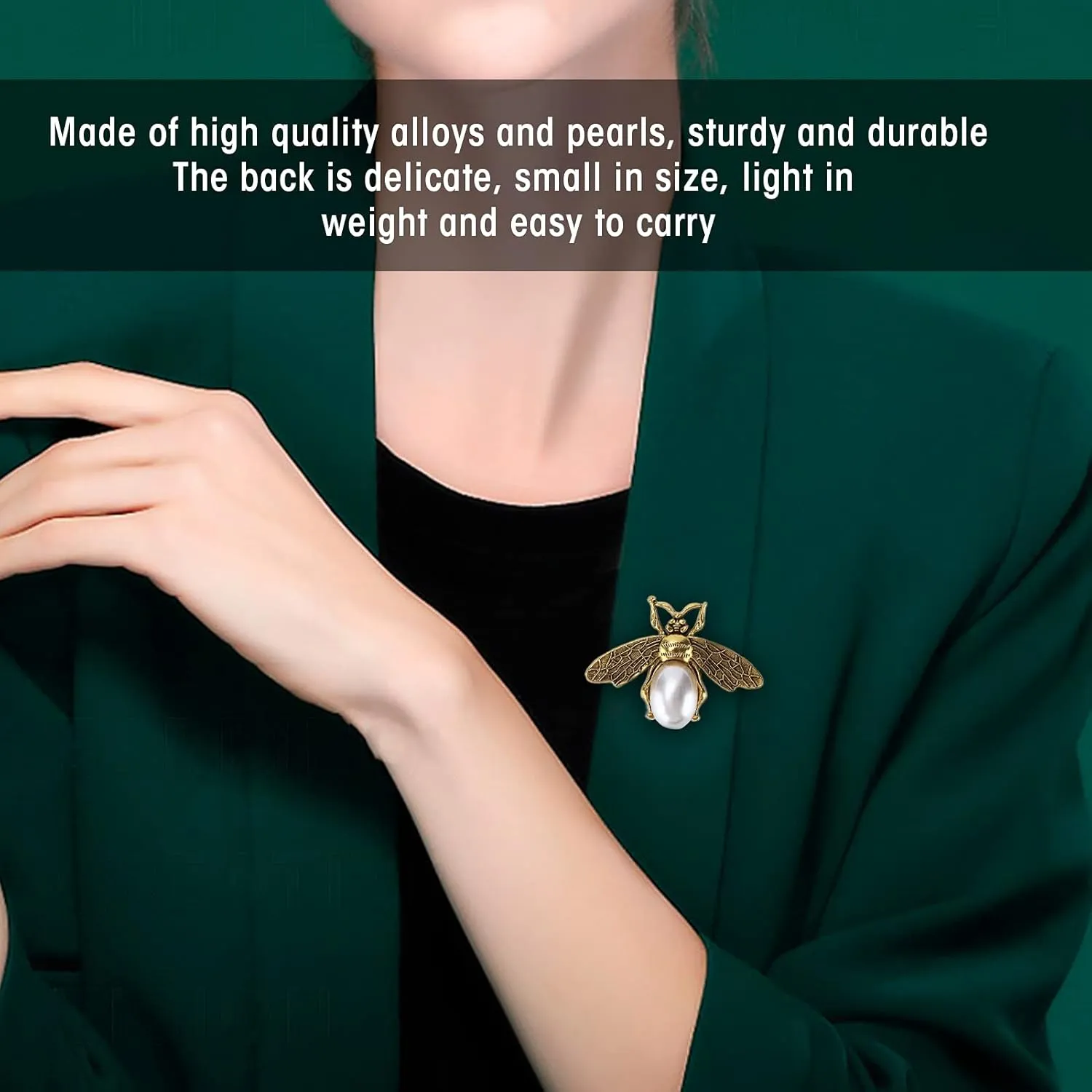 10pcs Brooch Pins, Honey Bee Brooch Lapel Pins, Pearl Pins for Women, Brooches Pin for Birthday, Dating, Party, Anniversary, Accessories Decoration (3.5 * 4.7cm Gold Bottom Pearl