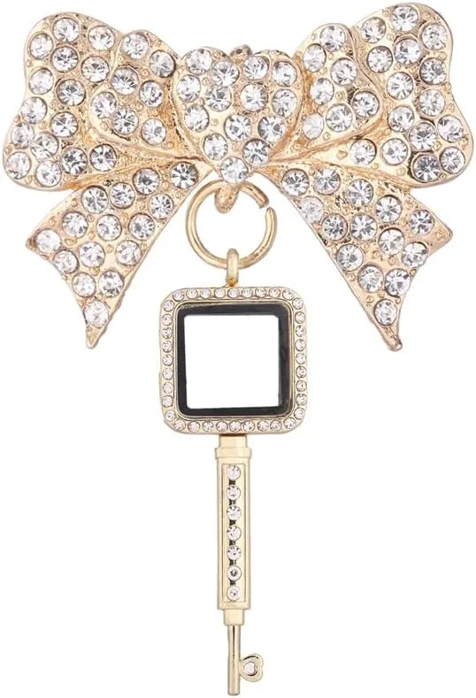 10Pcs Musical Note and Key Shaped Pearl Locket Pendant Crystal Bow Brooch Pins Finding Aromatherapy Girl Memorial Jewelry - (Metal Color: L26 P12-Gold)
