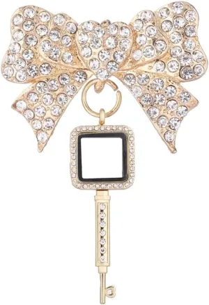 10Pcs Musical Note and Key Shaped Pearl Locket Pendant Crystal Bow Brooch Pins Finding Aromatherapy Girl Memorial Jewelry - (Metal Color: L26 P12-Gold)