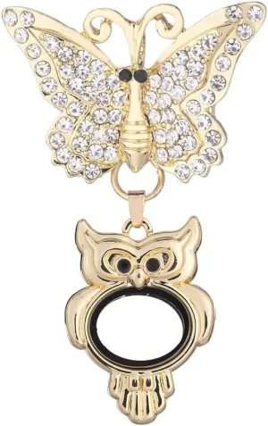 10Pcs Vintage Owl Aroma Glass Locket Butterfly Brooch Pin Women Perfume Scarf Decoration Jewelry Accessories - (Metal Color: L39 P7-Gold)
