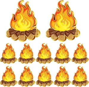 12 Pcs Campfire Enamel Label Pins Camping Themed Brooches Camping Badge for Nature Lovers Unique Outdoor Adventure Pin for Hikers & Campers