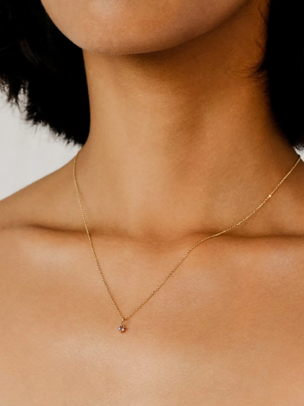 14k Gold Birthstone Necklace Pendant | October - Pink Tourmaline