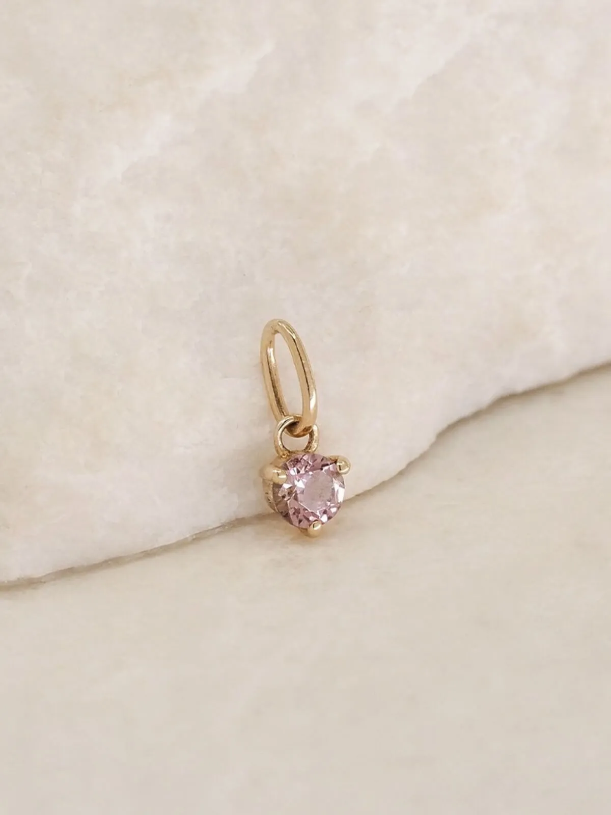 14k Gold Birthstone Necklace Pendant | October - Pink Tourmaline