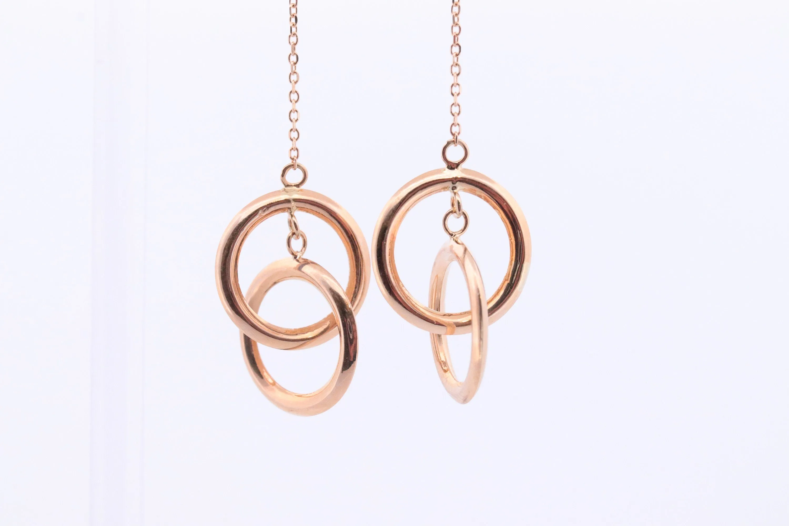 14k Gold Rope Threader cable Earrings. Joined circle Jacmel Threader earrings. st(52)