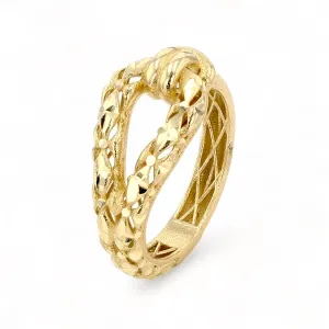 14K Yellow gold knot Diamond cut ring-10403