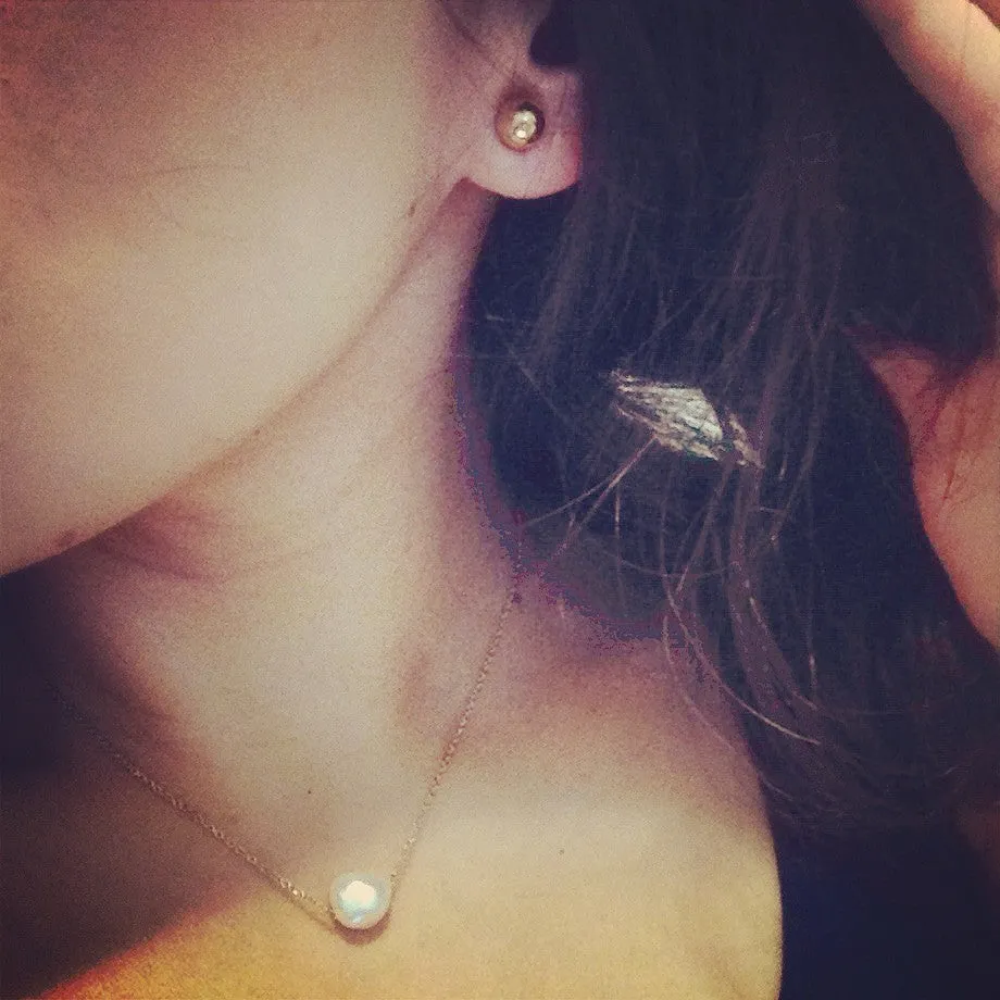 14kt White Gold Round Bead Earrings