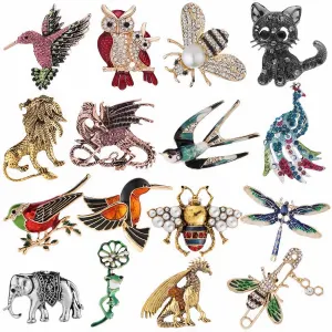 16pcs Women and men Brooches Set insert with Rhinestone Crystal,Stylish and exquisite Brooch Pins,Animal Lapel Pin Jewelry Accessory for Shirts, sweaters, bagsAnimal brooches, dragon pins, bird brooches, insect pins