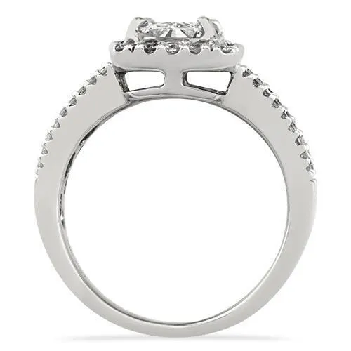 18k White Gold Radiant Cut Diamond Engagement Ring with Side Stones 1.5 Ctw