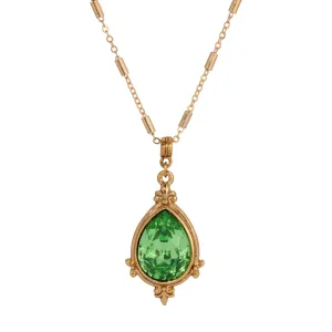1928 Jewelry Mughal Peridot Green Crystal Pendant Necklace 18"