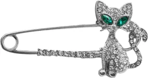 1Pc Creative Cat Playing Ball Rhinestone Brooch Pin Cat Breastpin for Women Cute Accessory for Birthdays Parties and Special Occasions