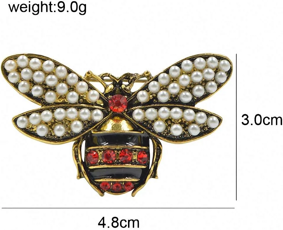 2 Colors Choose and Pearl Bee Brooches Women fInsect Brooch Pin