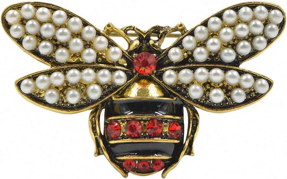 2 Colors Choose and Pearl Bee Brooches Women fInsect Brooch Pin