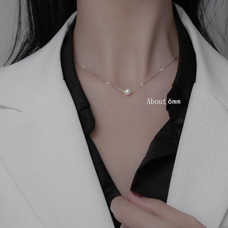 2021 Sale Imitation Pearl Of Love Silver Color Pendant Necklaces Clavicle Chains necklace Fashion Chain Necklace Women Jewelry