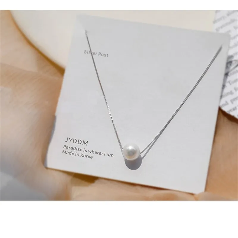2021 Sale Imitation Pearl Of Love Silver Color Pendant Necklaces Clavicle Chains necklace Fashion Chain Necklace Women Jewelry