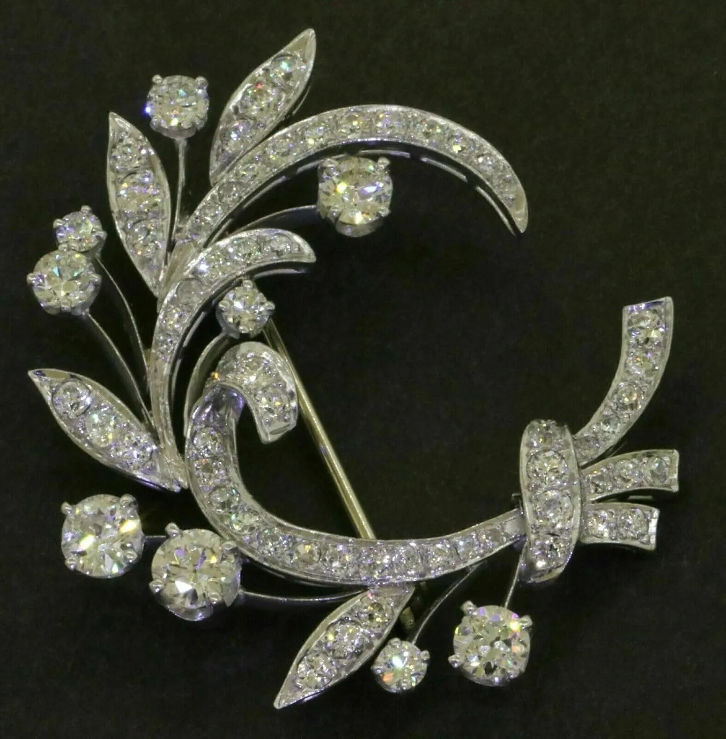2.40 Ct Round Cut Simulated Diamond Engagement Brooch 14K White Gold Finish 925 Silver