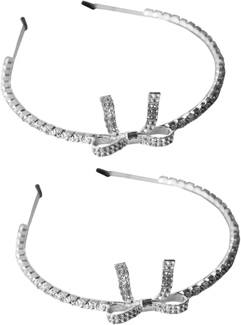 2Pcs Rhinestone Headband Crystal Hair Accessories for Wedding Birthday Party and Prom Elegant Bridal Tiara with Design and Lightweight Comfort