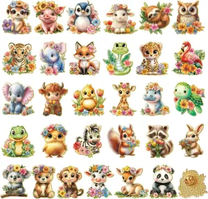 30 Pcs Cute Flowers Plant Enamel Pins Bulk Spring Cartoon Animal Floral Enamel Lapel Brooch Pins Gift Set for Backpack