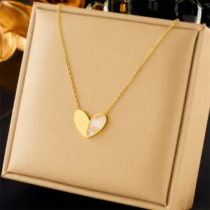 316L Stainless Steel Heart Love Lettering Pendant Necklace For Women
