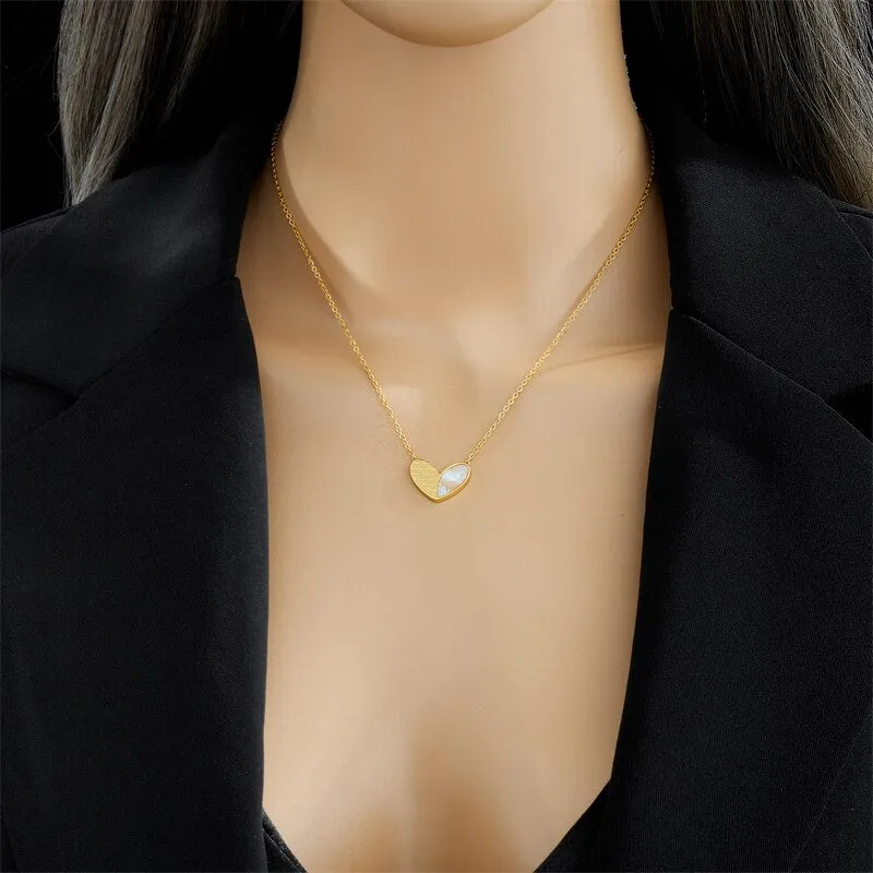 316L Stainless Steel Heart Love Lettering Pendant Necklace For Women