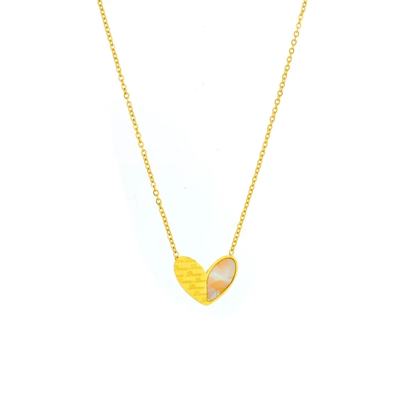 316L Stainless Steel Heart Love Lettering Pendant Necklace For Women