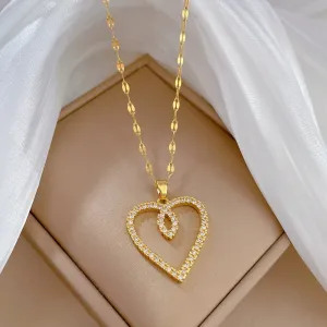 316L Stainless Steel Heart Love Pendant Necklace For Women