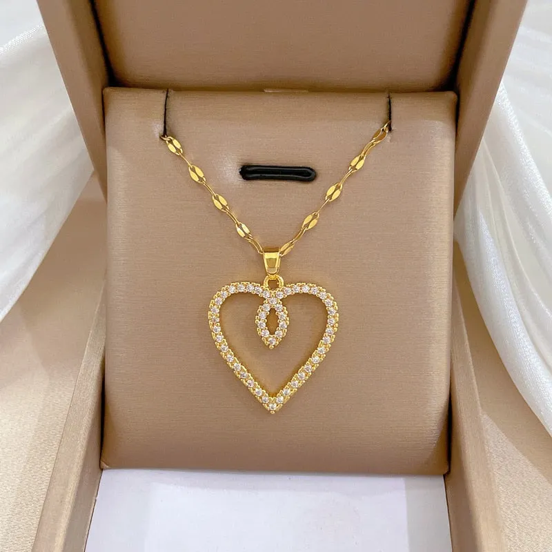 316L Stainless Steel Heart Love Pendant Necklace For Women