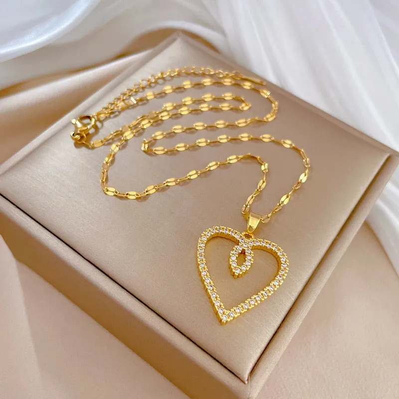 316L Stainless Steel Heart Love Pendant Necklace For Women