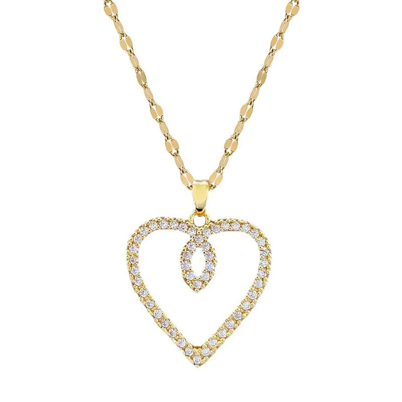 316L Stainless Steel Heart Love Pendant Necklace For Women