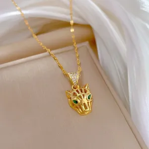 316L Stainless Steel Leopard Head Pendant Necklace For Women
