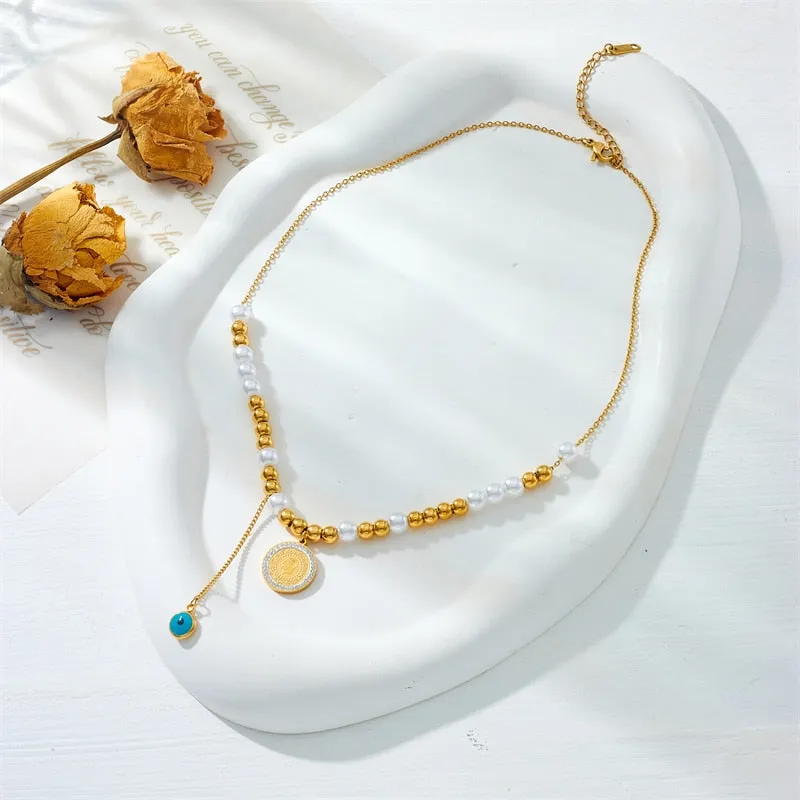 316L Stainless Steel Portrait Coin Pendant Necklace For Women