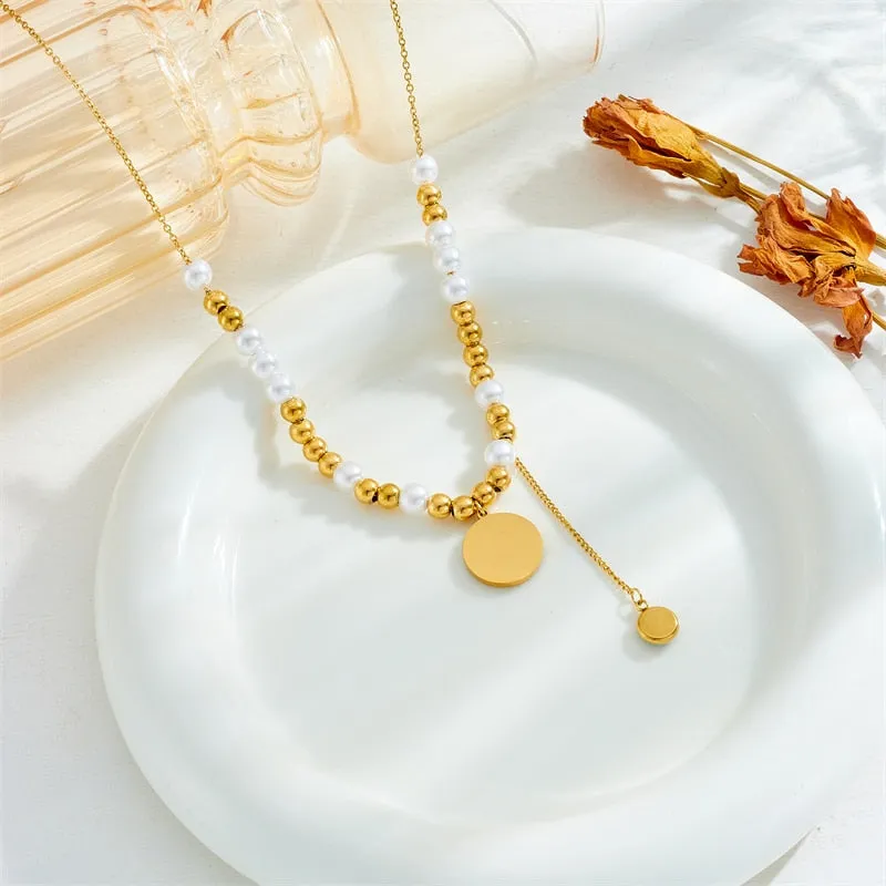 316L Stainless Steel Portrait Coin Pendant Necklace For Women