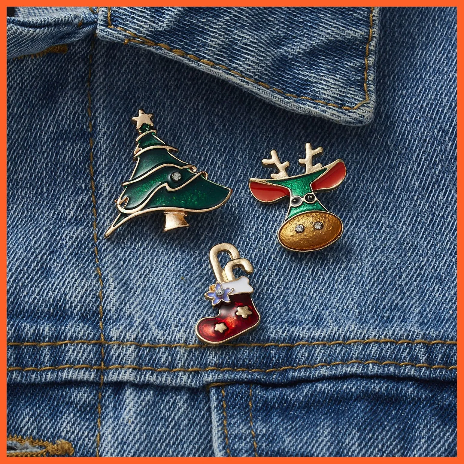3Pcs/Set Merry Christmas Brooches | Socks Christmas Tree Elk Enamel Badge Small Brooch Pin