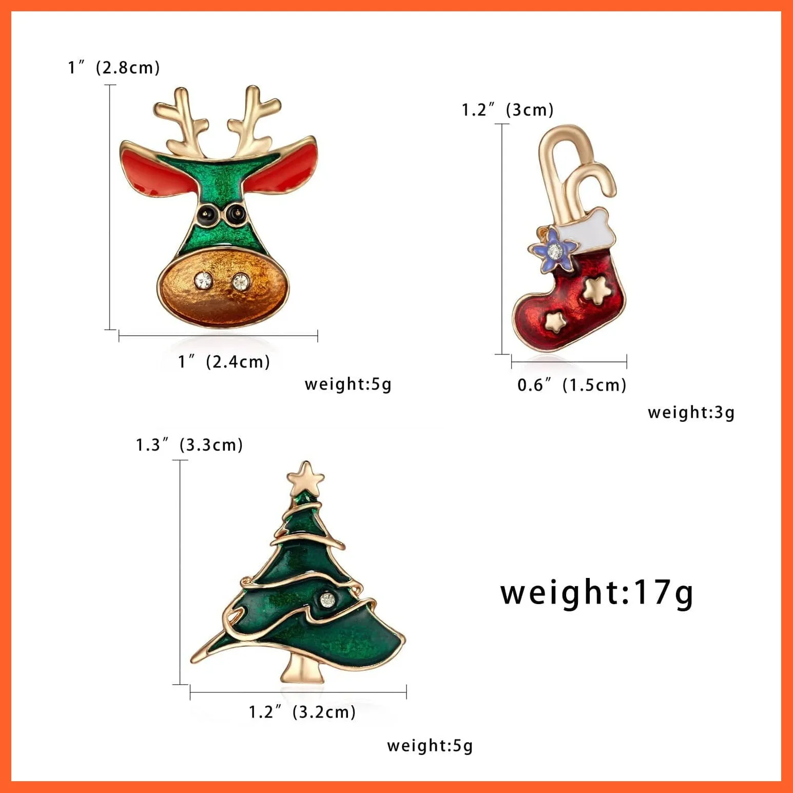 3Pcs/Set Merry Christmas Brooches | Socks Christmas Tree Elk Enamel Badge Small Brooch Pin