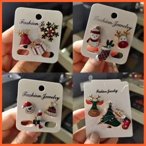 3Pcs/Set Merry Christmas Brooches | Socks Christmas Tree Elk Enamel Badge Small Brooch Pin
