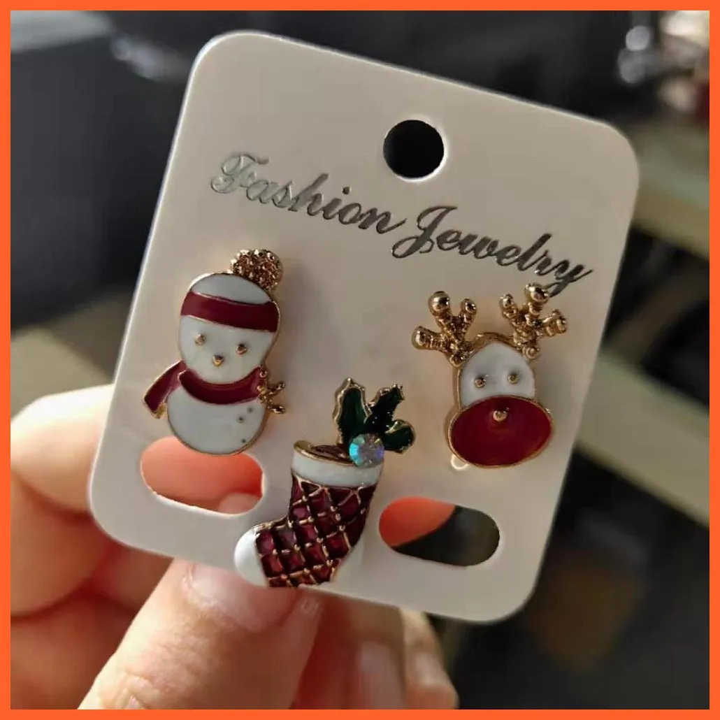 3Pcs/Set Merry Christmas Brooches | Socks Christmas Tree Elk Enamel Badge Small Brooch Pin