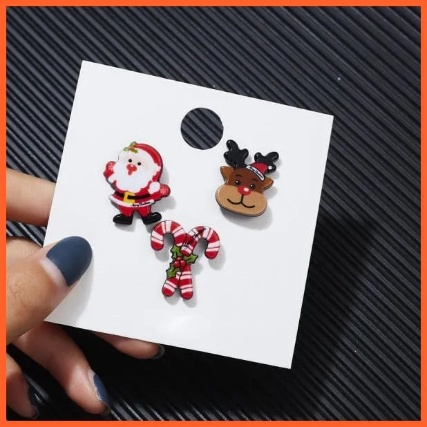 3Pcs/Set Merry Christmas Brooches | Socks Christmas Tree Elk Enamel Badge Small Brooch Pin
