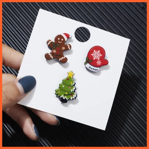 3Pcs/Set Merry Christmas Brooches | Socks Christmas Tree Elk Enamel Badge Small Brooch Pin