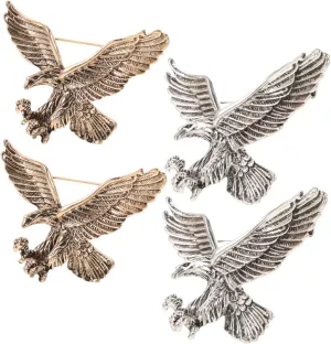 4pcs Vintage Eagle Brooches Antique Pins for Clothing Bags Hats Scarves Unique Decorative Accessories for Daily Wear Special Occasions
