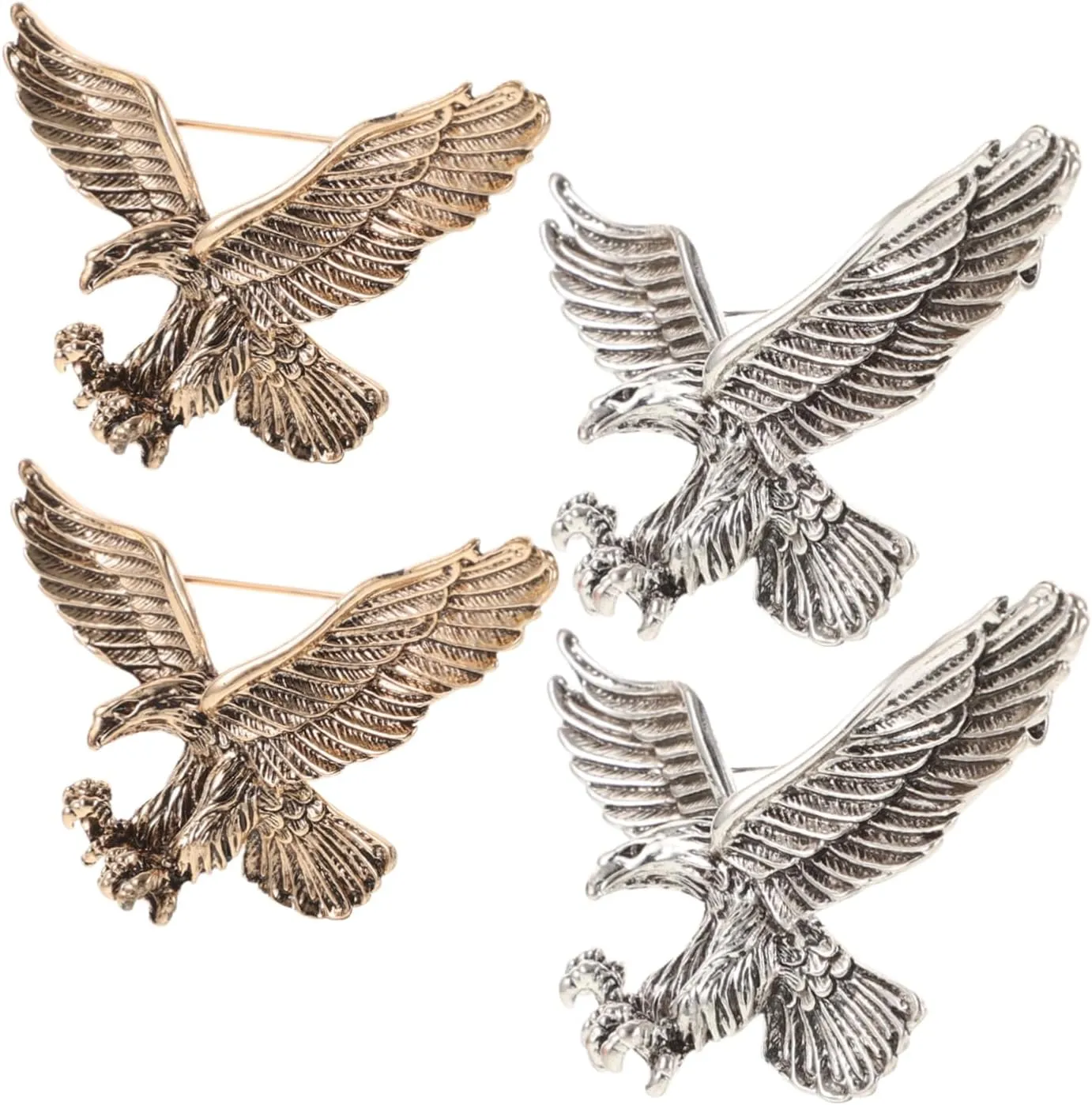 4Pcs Vintage Eagle Pin Brooch for Clothing Scarves Hats Unique Animal Lapel Pins Antique Eye Catching present for Special Occasions