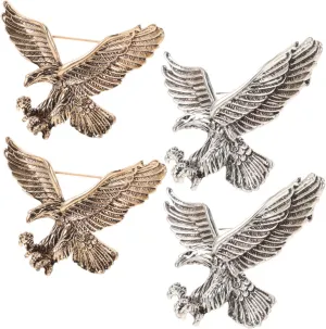 4Pcs Vintage Eagle Pin Brooch for Clothing Scarves Hats Unique Animal Lapel Pins Antique Eye Catching present for Special Occasions