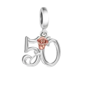 50th Birthday Rose Gold Dangle Charm