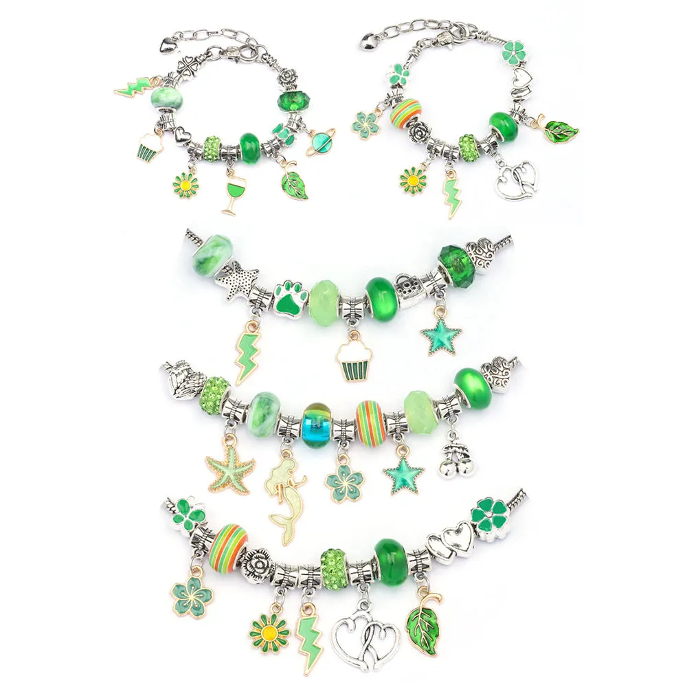 63Pcs Christmas DIY Bracelet Making Kit Pendant Bracelet Ornaments Green