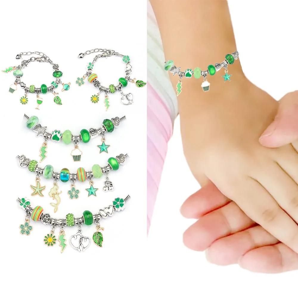 63Pcs Christmas DIY Bracelet Making Kit Pendant Bracelet Ornaments Green