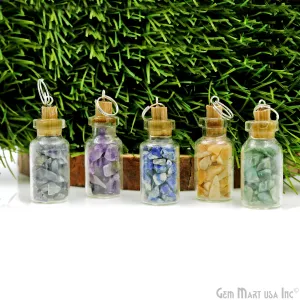 7pc Lot Uncut Chips Bottle Pendant Charms With Silver Plated Top Jump Ring