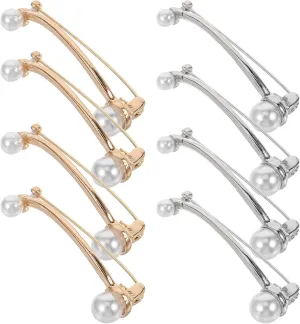 8pcs Pearl Brooches Elegant Safety Pins for Dresses Sweaters Clothing Durable Clips for Fashion Accessories for Parties Daily Wear
