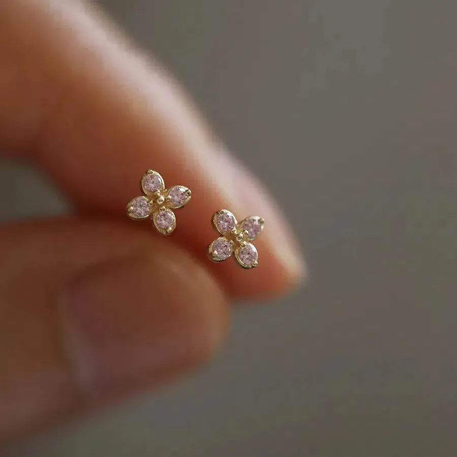 925 Silver Needle Shiny Zircon Butterfly Earring for Students